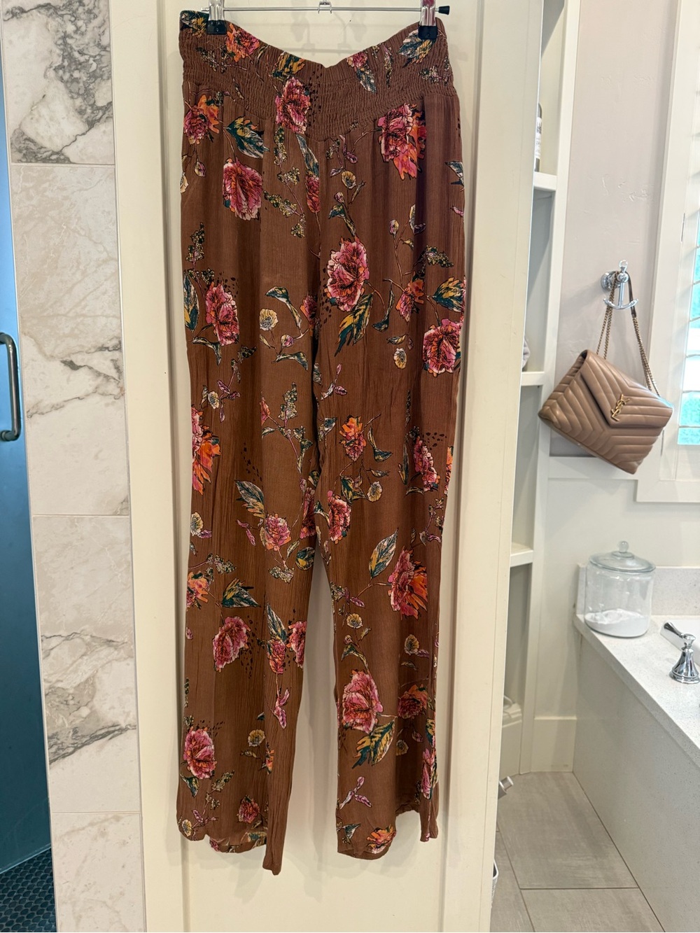 O'Neill Brown Floral Wide-Leg Pants